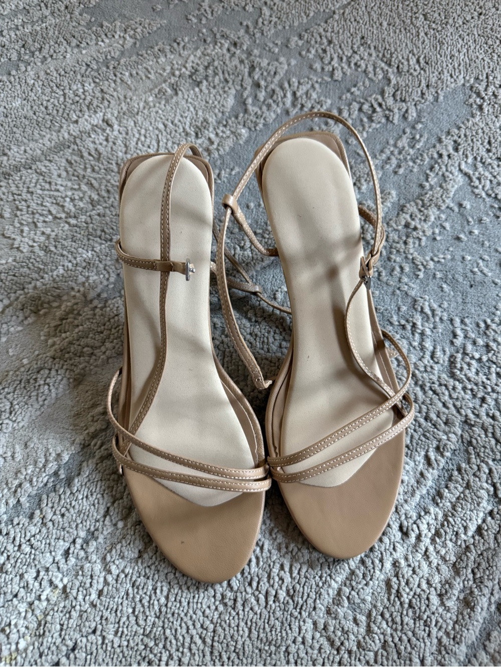Quince Strappy Slingback Sandals leather Nude heels 7